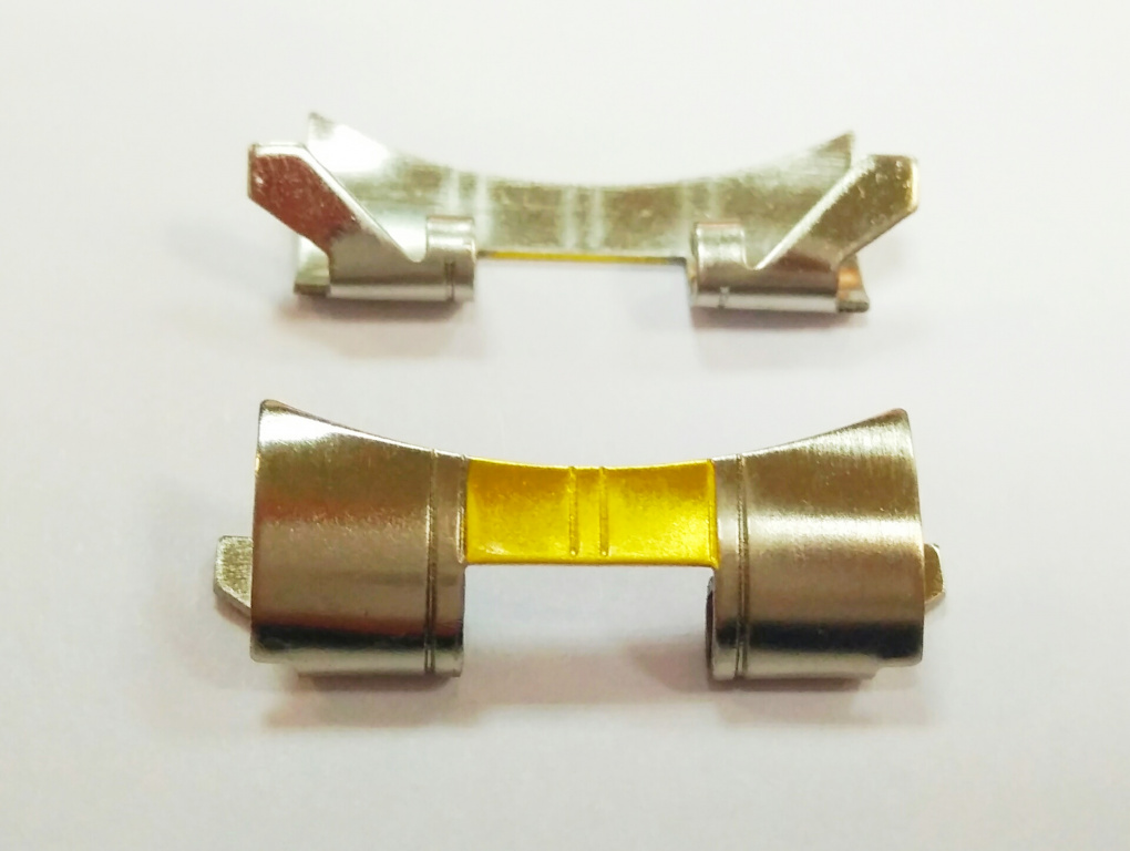 Оконцовка браслета, сталь+золото, круглое 22х8мм WB-629-PT-22-8