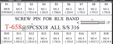 Штифты винт.для браслетов Rolex, 5 шт. 658-P5-S8 (1.2*1.7*13 мм)