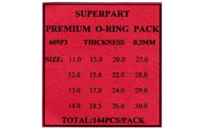 Набор резиновых уплотнителей под крышку T-609P3 (0.3мм, 144шт.) 16 разм., от 11 до 30мм