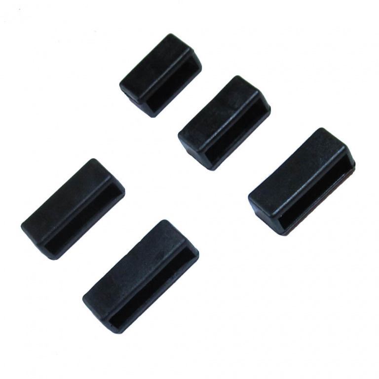 Набор черных фиксаторов (петель) на пласт. ремешок, AB-6018-BB 16-24мм (5 видов по 5шт.,всего 25шт.)