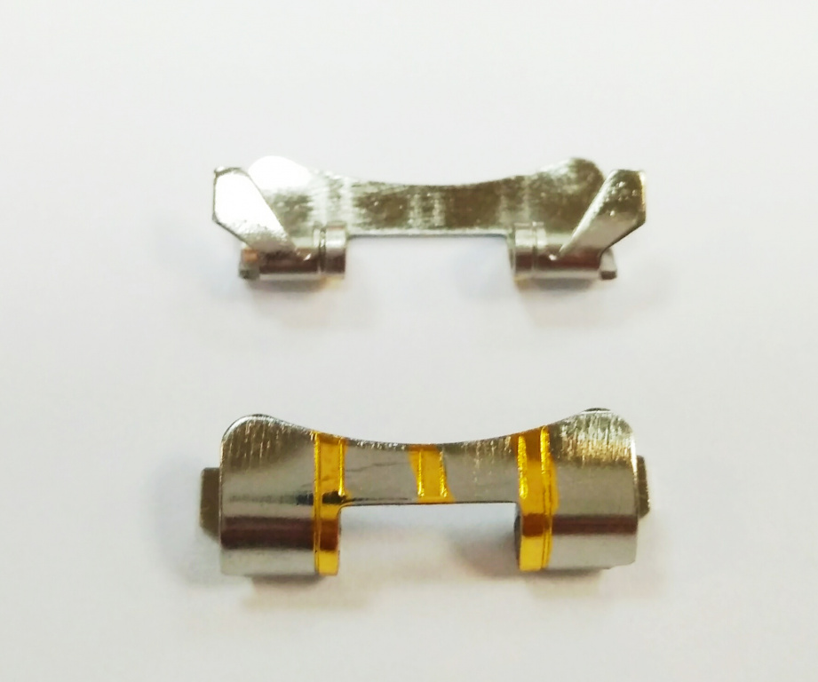 Оконцовка браслета, сталь+золото, круглое 18х8мм WB-629-RT-18-8