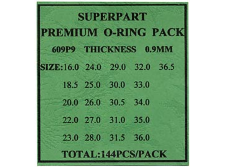 Набор резиновых уплотнителей под крышку T-609P9 (0.9мм, 144шт.) 21 разм., от 16 до 36.5мм